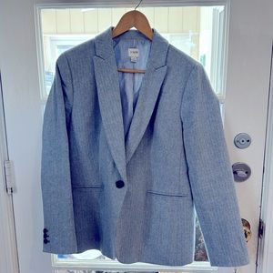 J.Crew Herringbone Blazer. Light blue size 12. Striped liner.